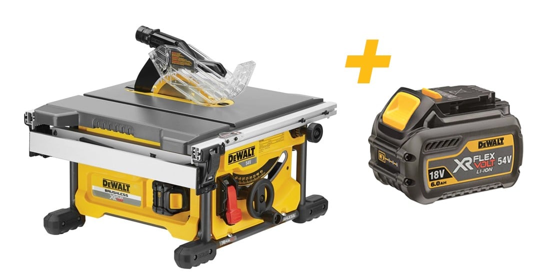 DeWalt DCS7485N-XJ XR Flexvolt Accu Tafelzaag 210mm | Inclusief DCB546-XJ XR FLEXVOLT 18V-54V 6.0Ah accu-5035048650868+5035048646298
