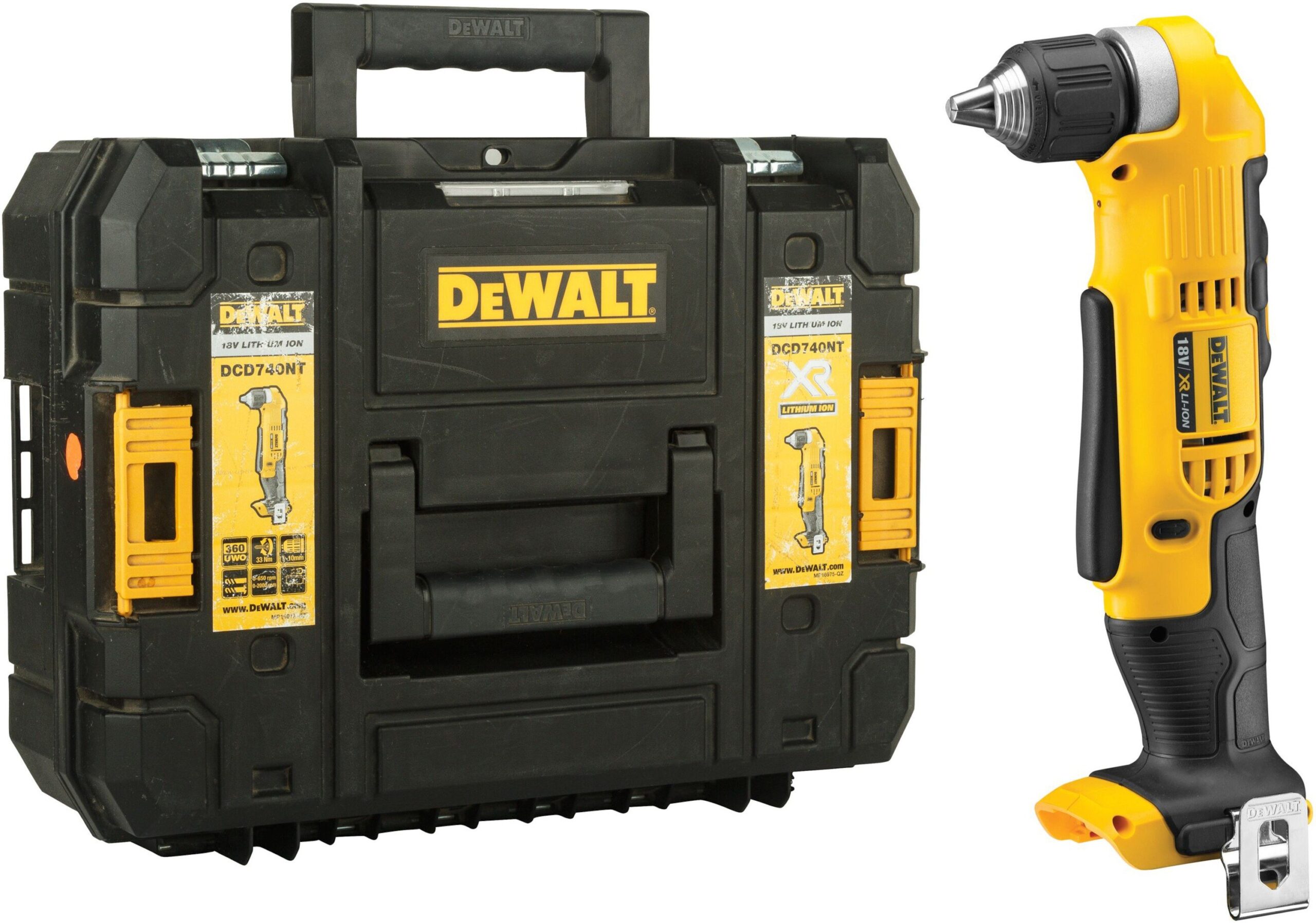 DeWalt DCD740NT 18v haakse accuboormachine | body in TSTAK - DCD740NT-XJ-5035048554968